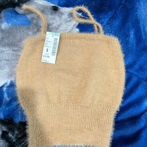 Small fuzzy tan tank top